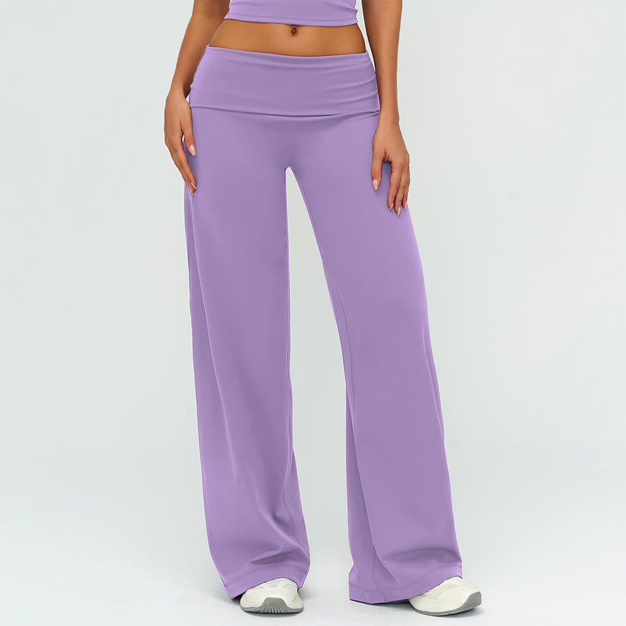 Olivenorma Wide Leg High Waist Fold-over Long Women's Yoga Pants - Lilac - XL - image 17