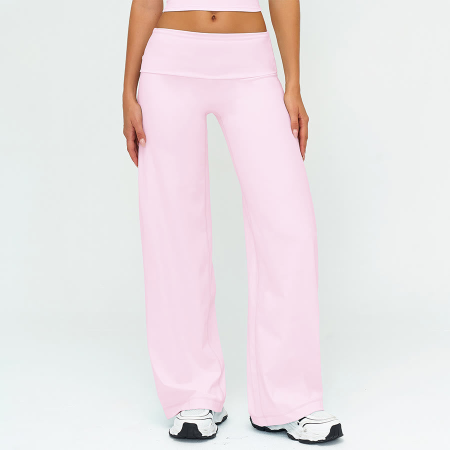 Olivenorma Wide Leg High Waist Fold-over Long Women's Yoga Pants - Cherry Blossom Pink - XL - image 11