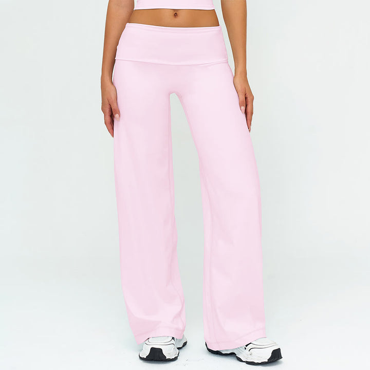Olivenorma Wide Leg High Waist Fold-over Long Women's Yoga Pants - Cherry Blossom Pink - XL - image 11