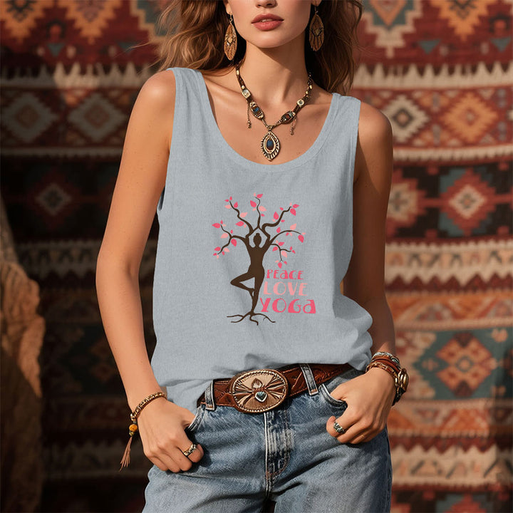 Olivenorma Peace Love Yoga Graphic Print Slogan Women's Tank - image 10