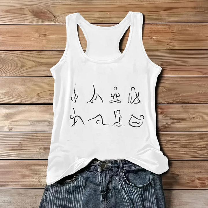 Olivenorma Yoga Poses Line Art Graphic Women's Tank - White - 3XL - image 3