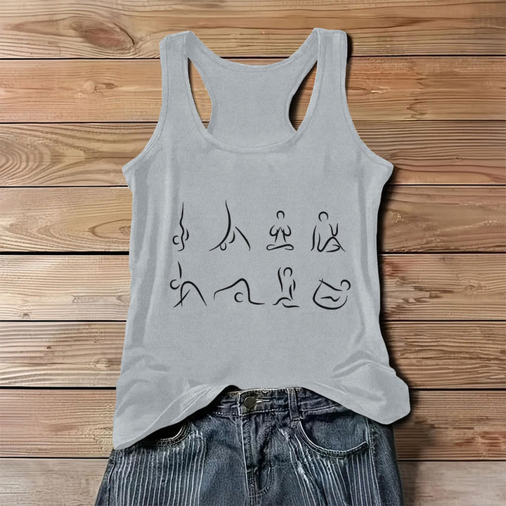 Olivenorma Yoga Poses Line Art Graphic Women's Tank - Gray - 3XL - image 0