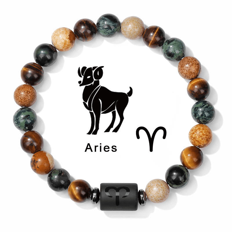 FREE Today: 12 Constellations Natural Jasper Divine Personalization Zodiac Beaded Bracelet - image 1