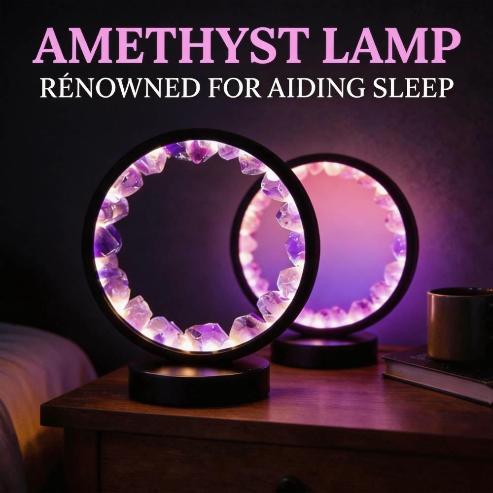 Olivenorma Natural "Amethyst Crystal Cluster Zen Light" Lamp Lights LED Decoration Rechargeable - image 0