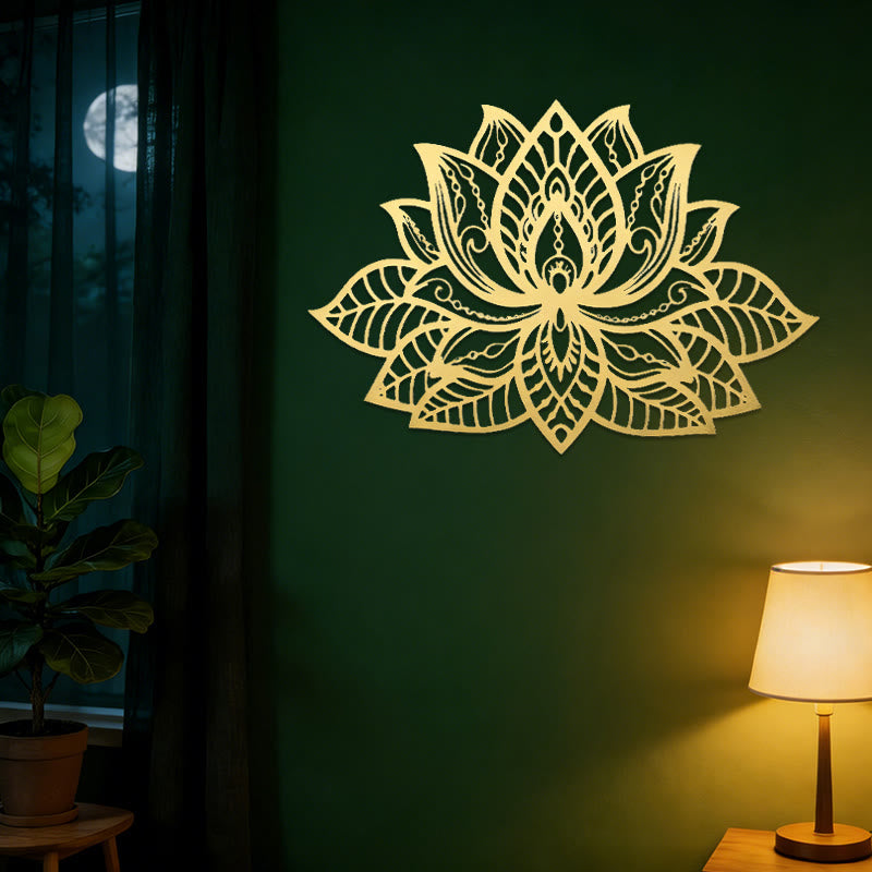 Olivenorma Boho Mandala Lotus Flower Metal Wall Decor - image 4