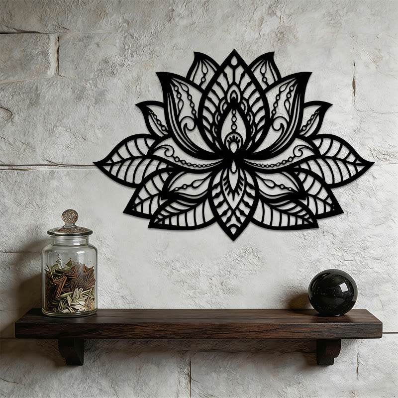 Olivenorma Boho Mandala Lotus Flower Metal Wall Decor - image 2