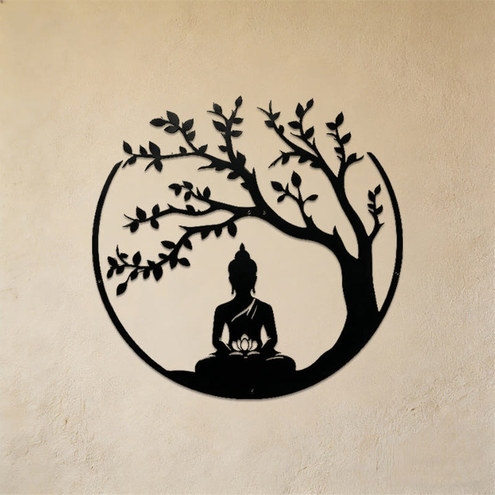 Olivenorma Buddha Under Bodhi Tree Metal Wall Decor - Spiritual Buddha - image 0