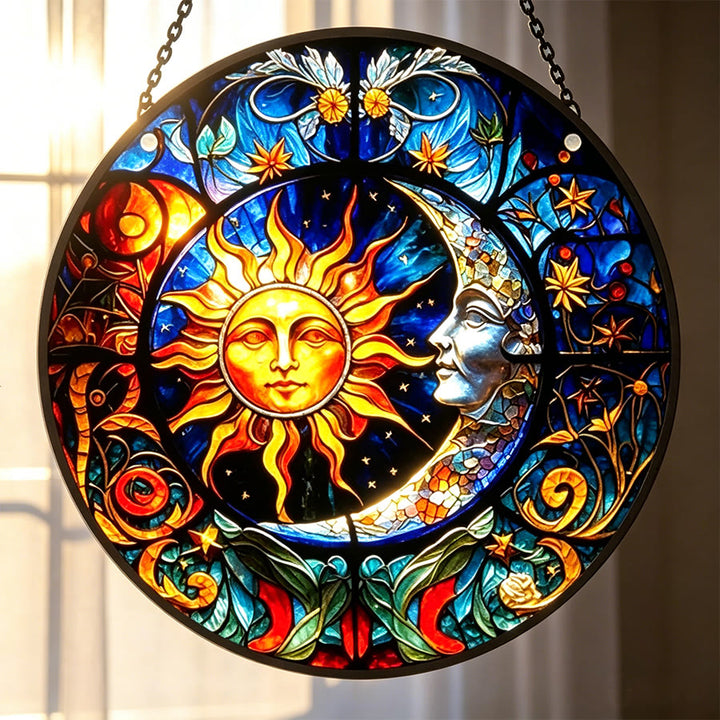 Olivenorma Celestial Sun Moon Stained Glass Sun Catcher - image 3