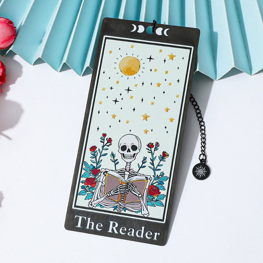 Olivenorma Tarot Style Skeleton Reader Bookmark - Black & Pink Sun Rose Skull Reader - 10pcs - image 15