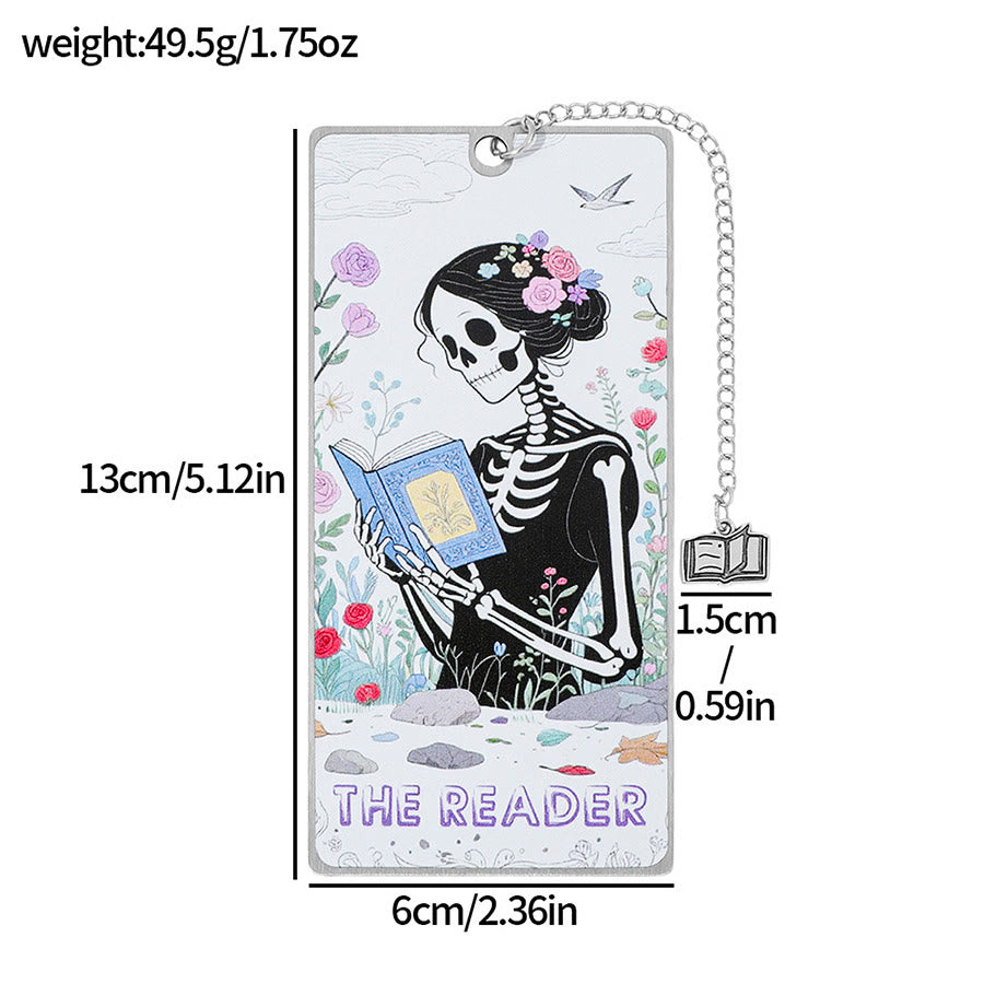 Olivenorma Tarot Style Skeleton Reader Bookmark - Silver & Flower Skull Lady Reader - 10pcs - image 17