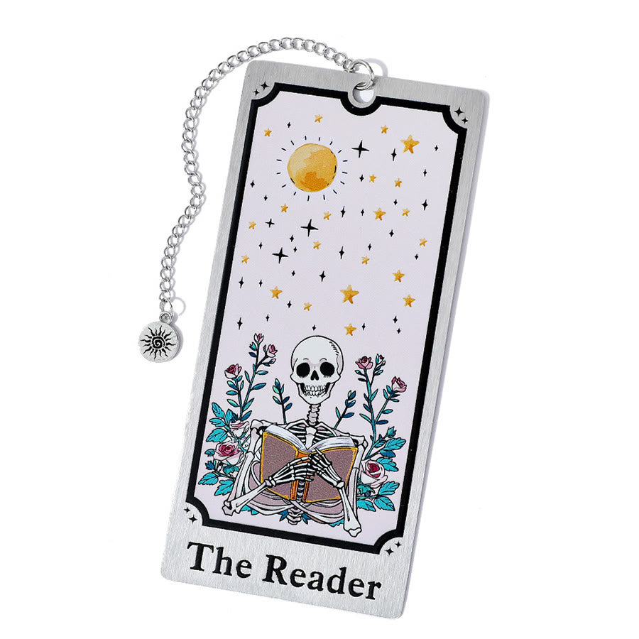 Olivenorma Tarot Style Skeleton Reader Bookmark - Silver & Sun Rose Skull Reader - 10pcs - image 14