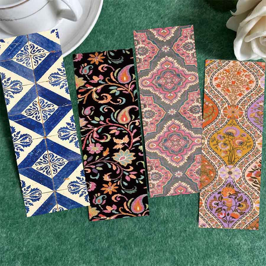 Olivenorma Vintage Boho Floral Paisley & Tile Pattern Bookmark - A set of 30 cards - image 0
