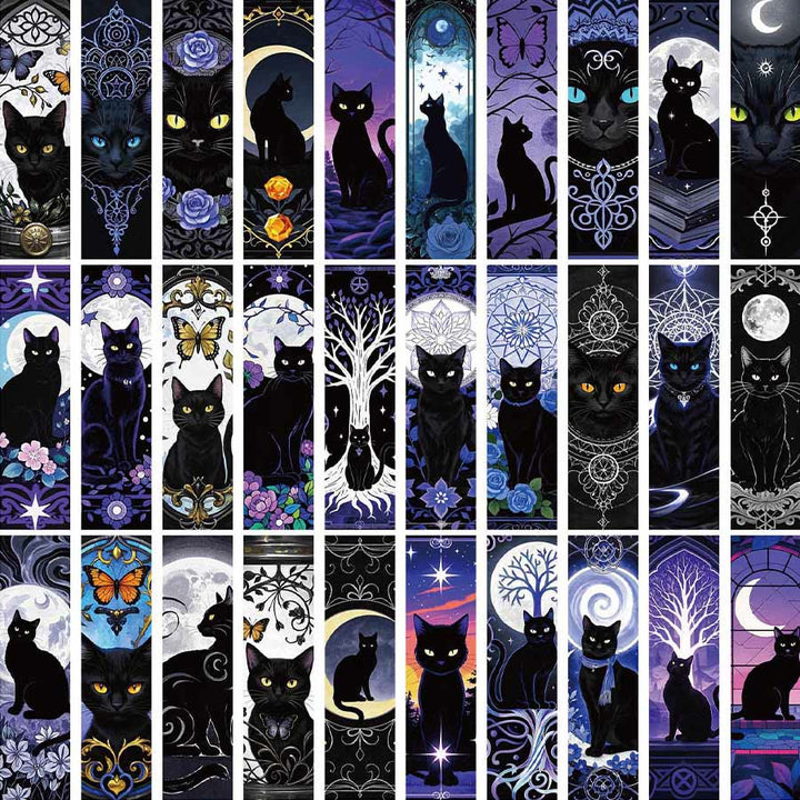 Olivenorma Witchy Celestial Black Cat Botanical Bookmark - image 1