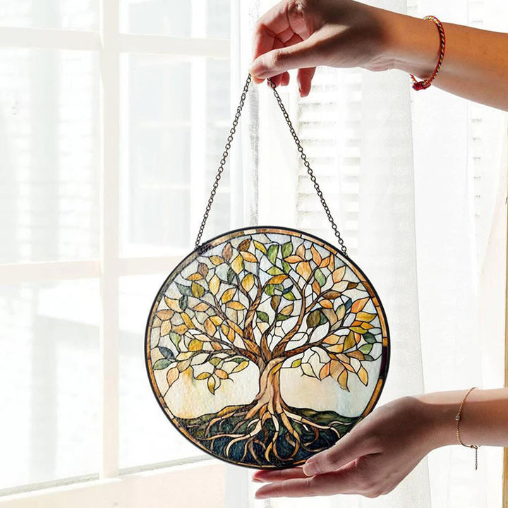 Olivenorma Vintage Autumn Tree Of Life Mosaic Stained Glass Sun Catcher - image 3