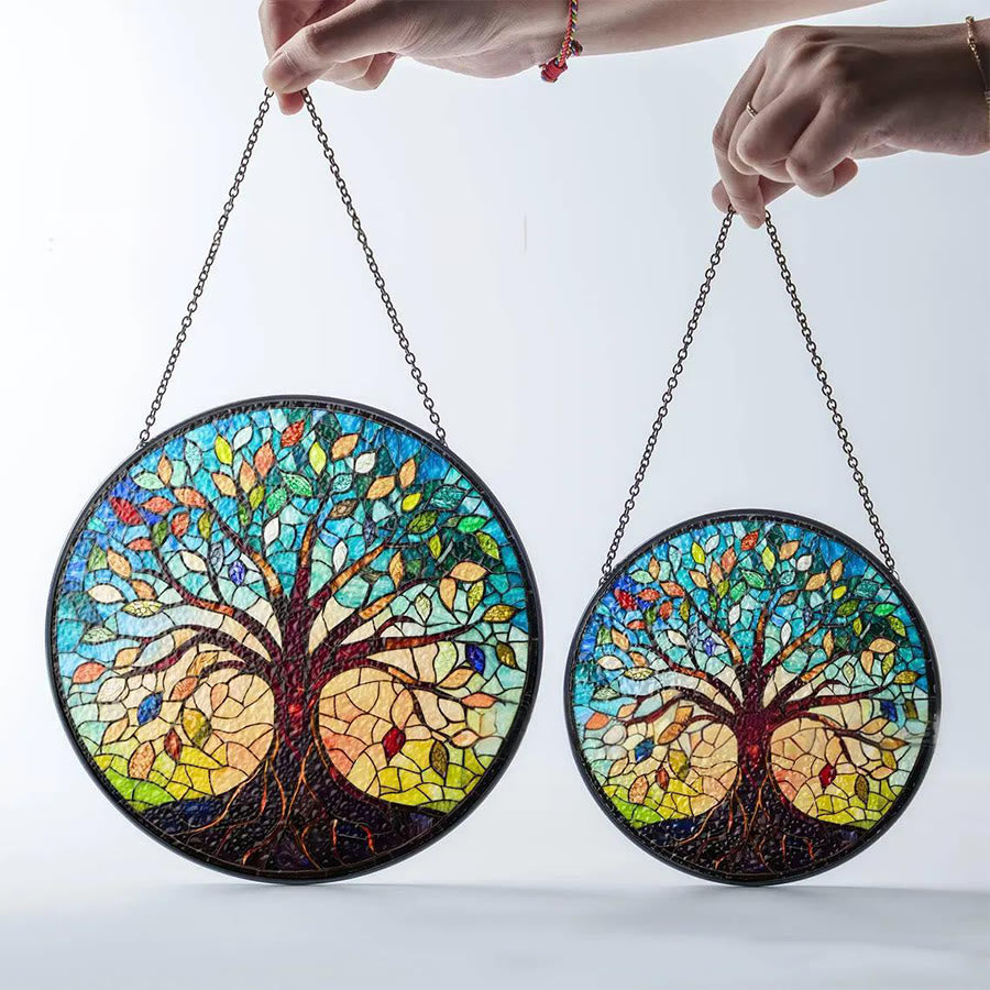 Olivenorma Vintage Autumn Tree Of Life Mosaic Stained Glass Sun Catcher - image 6