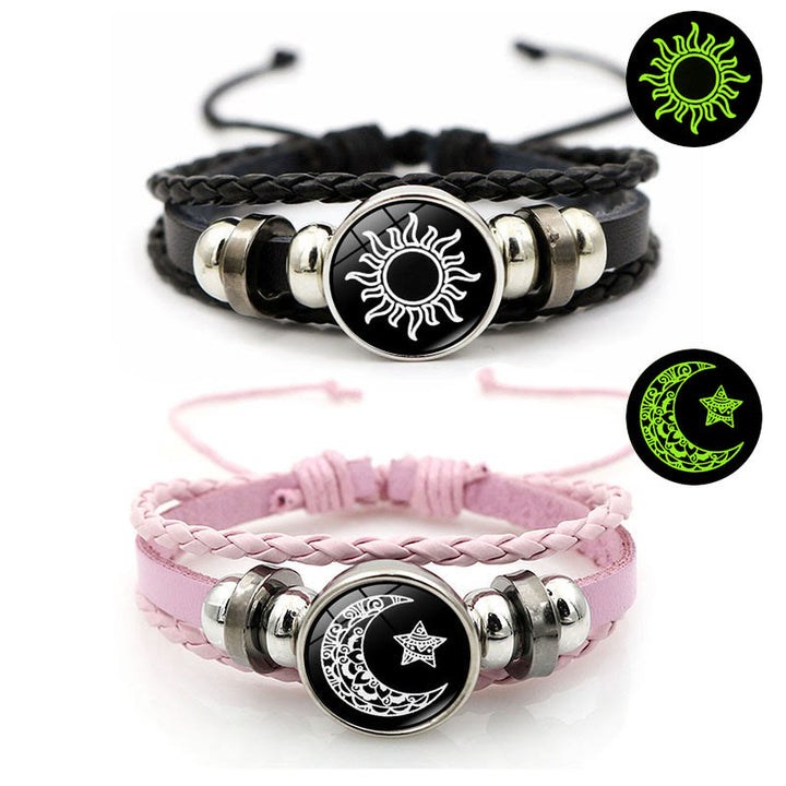 FREE Today: Trend Sun & Moon Glow-In-The-Dark Couple Bracelet Set - Black Sun & Pink Moon Style 1 - image 0