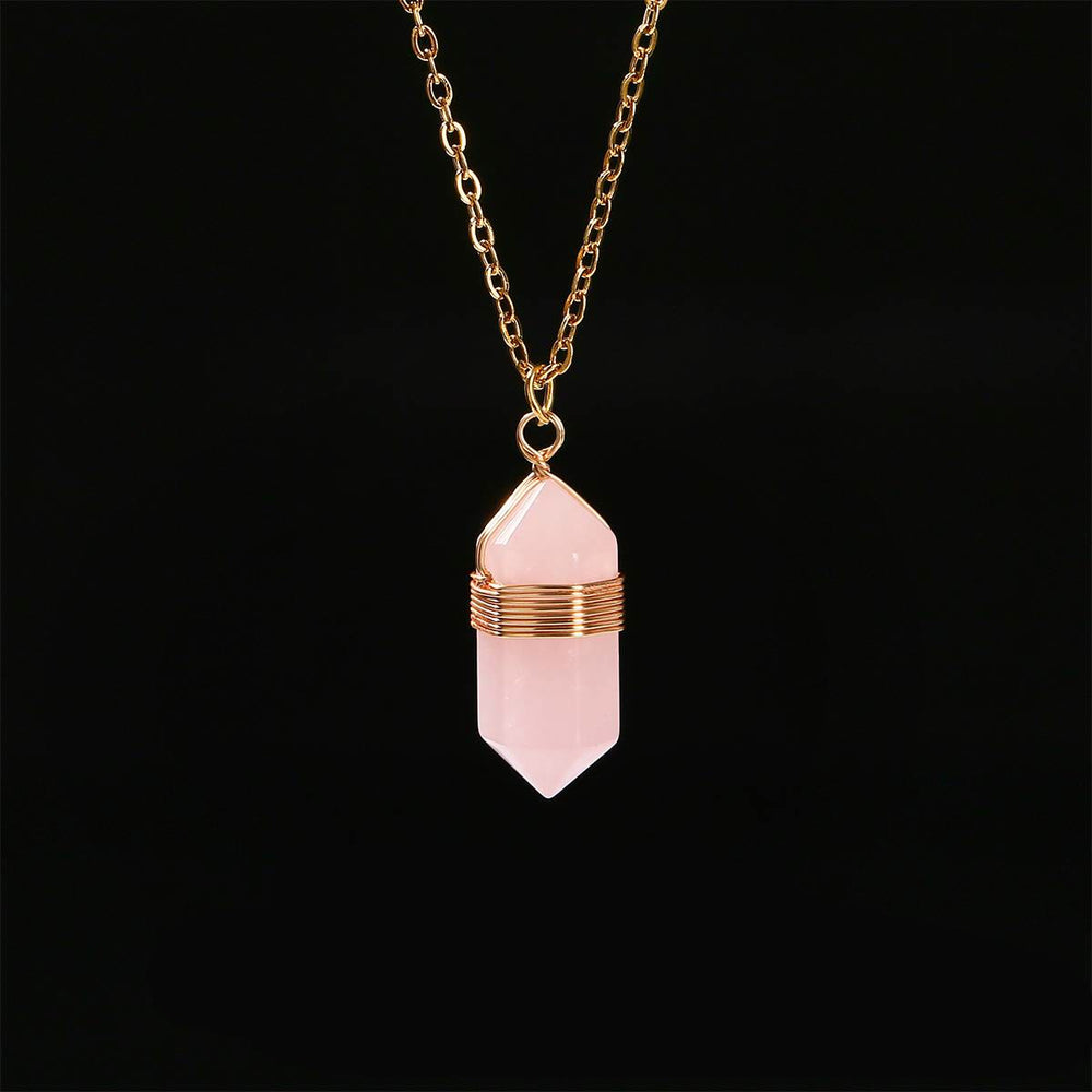 FREE Today: Wire Wrapped Crystal Pendant Necklace: Healing Gemstone Jewelry - Rose Quartz - image 1