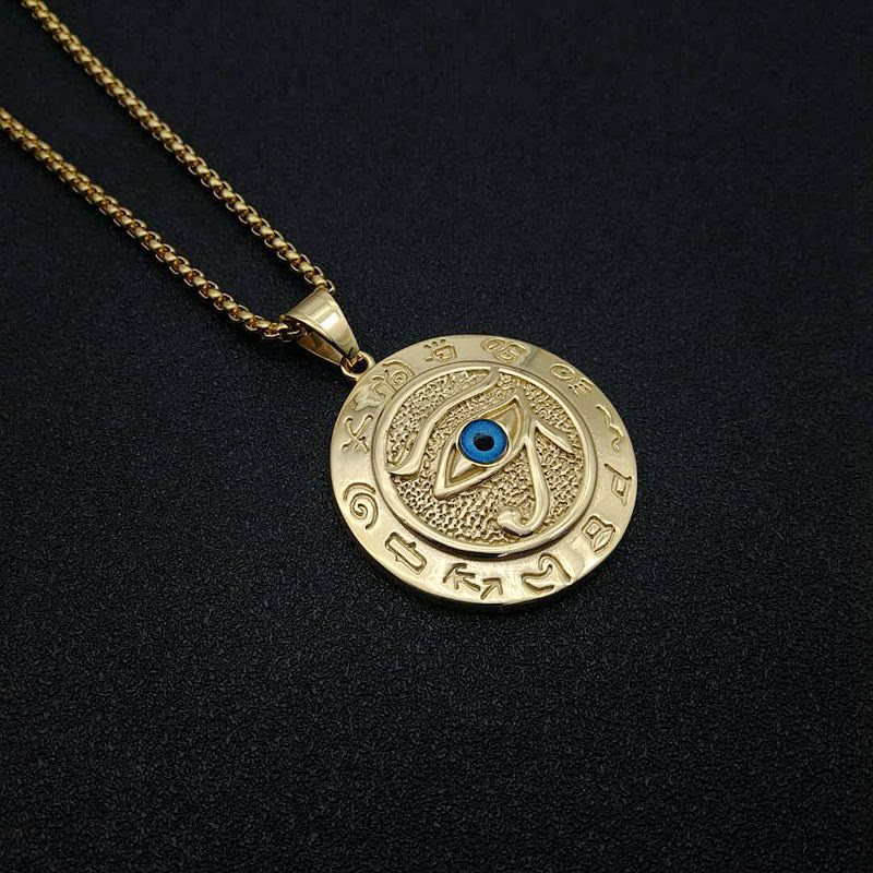 FREE Today: 1Psc Ancient Egyptian The Eye of Horus Pendant Necklace Men's Accessory - Gold Eye of Horus - image 3