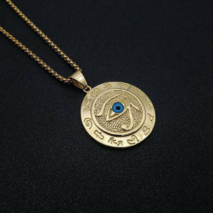 FREE Today: 1Psc Ancient Egyptian The Eye of Horus Pendant Necklace Men's Accessory - Gold Eye of Horus - image 3