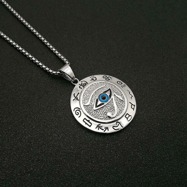 FREE Today: 1Psc Ancient Egyptian The Eye of Horus Pendant Necklace Men's Accessory - Silver Eye of Horus & Silver Runes - image 5