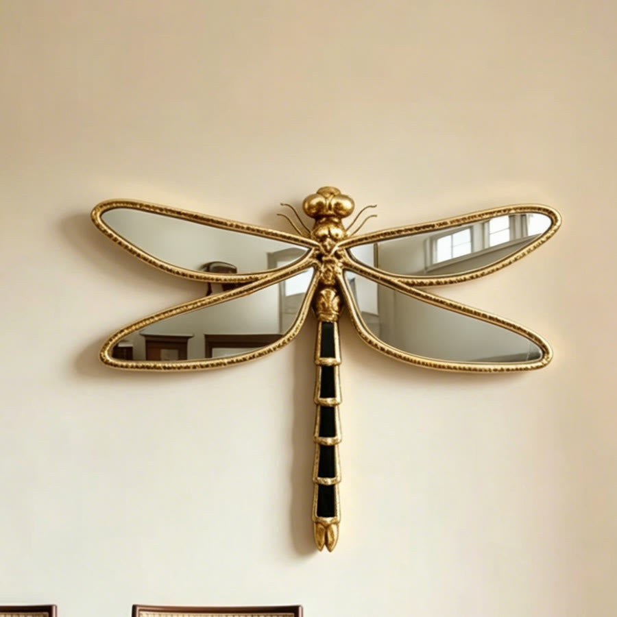 Olivenorma Stunning Dragonfly Wall Art For Home Retro Gold Resin Glasst Wall Hanging Decoration - image 2