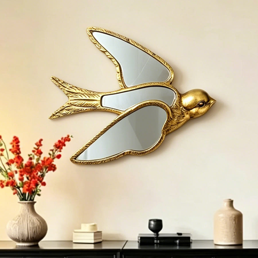 Olivenorma Stunning Dragonfly Wall Art For Home Retro Gold Resin Glasst Wall Hanging Decoration - Swallow - 17.5cm*22.3cm - image 22