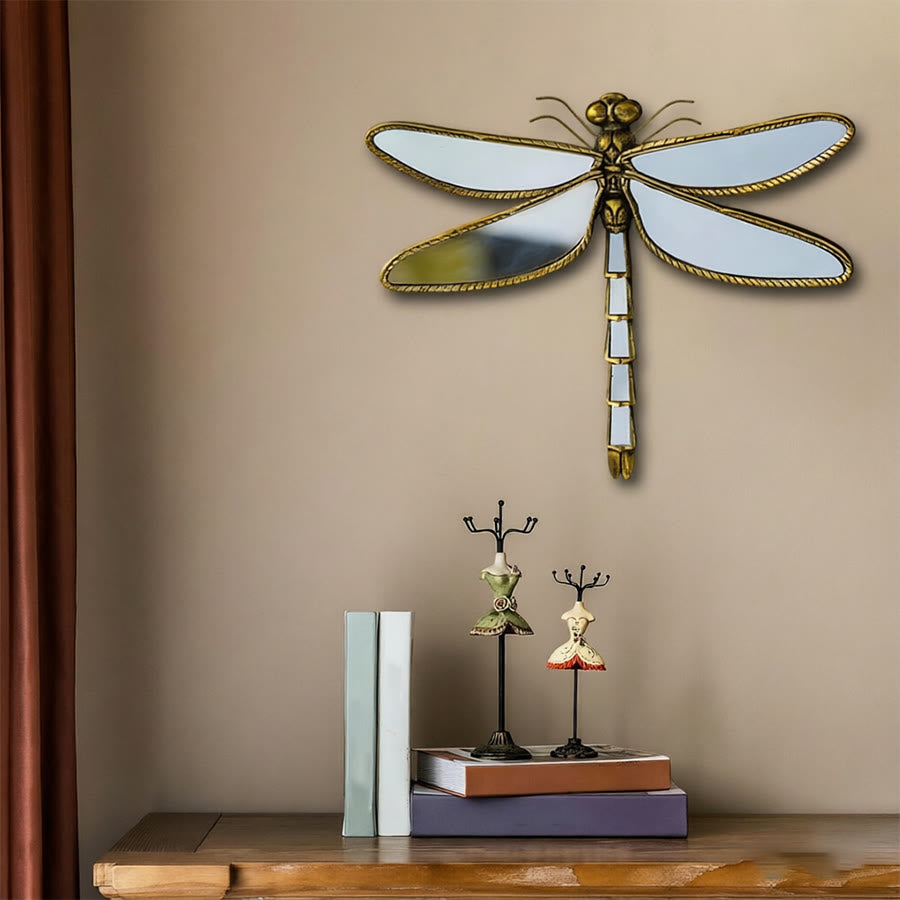 Olivenorma Stunning Dragonfly Wall Art For Home Retro Gold Resin Glasst Wall Hanging Decoration - image 7