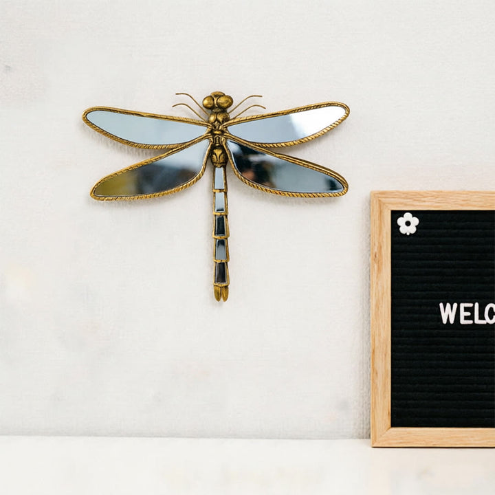 Olivenorma Stunning Dragonfly Wall Art For Home Retro Gold Resin Glasst Wall Hanging Decoration - image 8