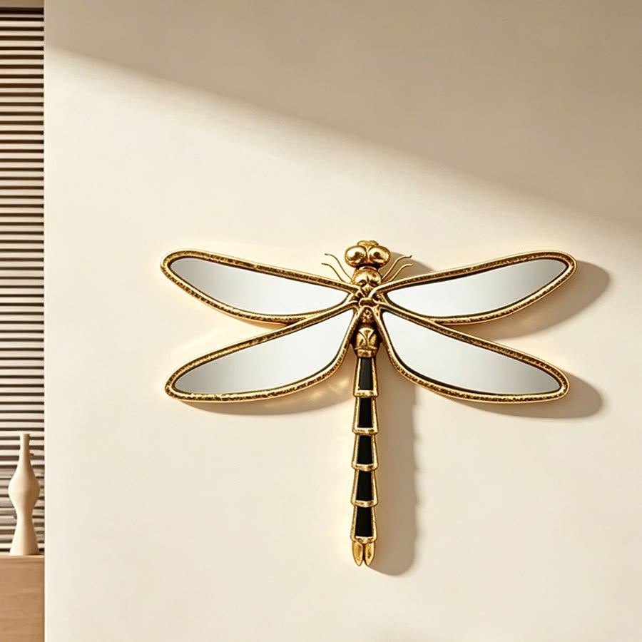 Olivenorma Stunning Dragonfly Wall Art For Home Retro Gold Resin Glasst Wall Hanging Decoration - image 5