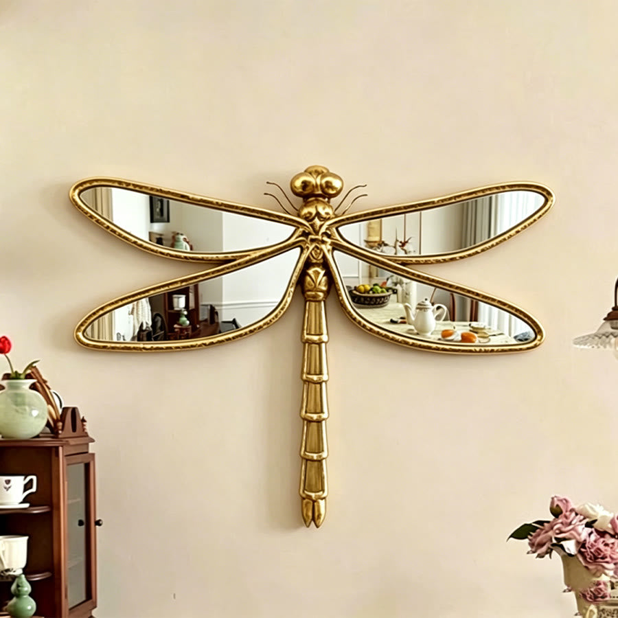 Olivenorma Stunning Dragonfly Wall Art For Home Retro Gold Resin Glasst Wall Hanging Decoration - image 9