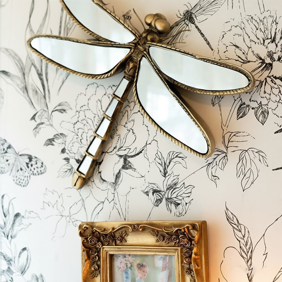 Olivenorma Stunning Dragonfly Wall Art For Home Retro Gold Resin Glasst Wall Hanging Decoration - image 6