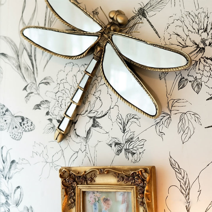 Olivenorma Stunning Dragonfly Wall Art For Home Retro Gold Resin Glasst Wall Hanging Decoration - image 6