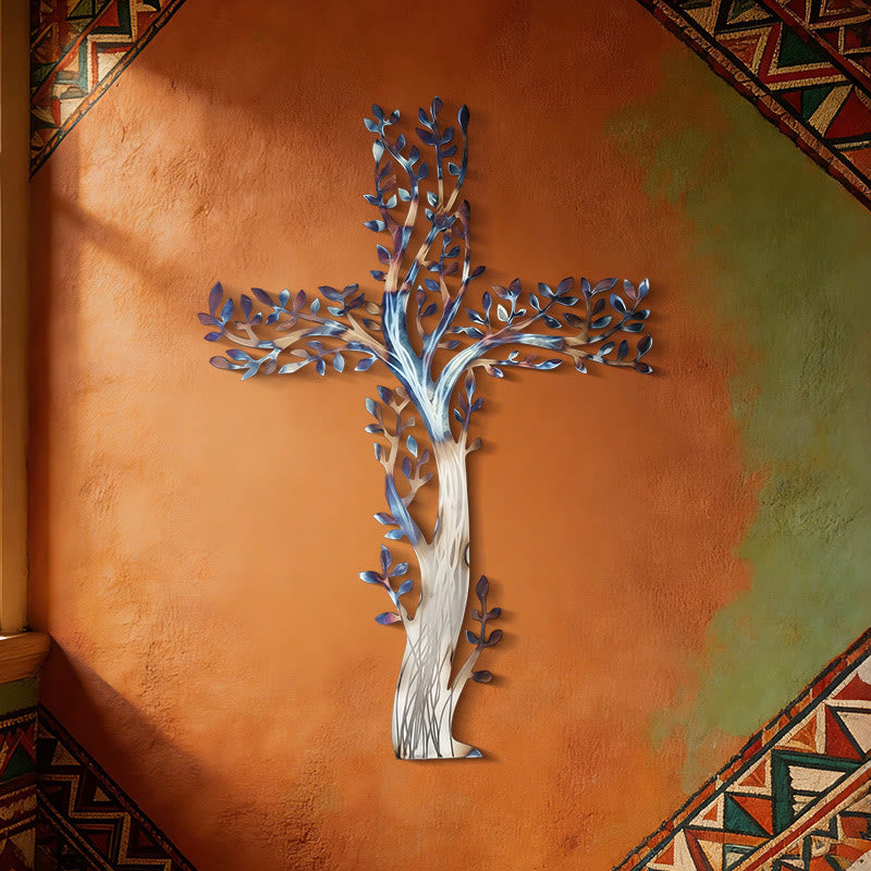Olivenorma 1Pcs Metal Wall Art Featuring a Tree of Life Cross Home Wall Cross - image 2