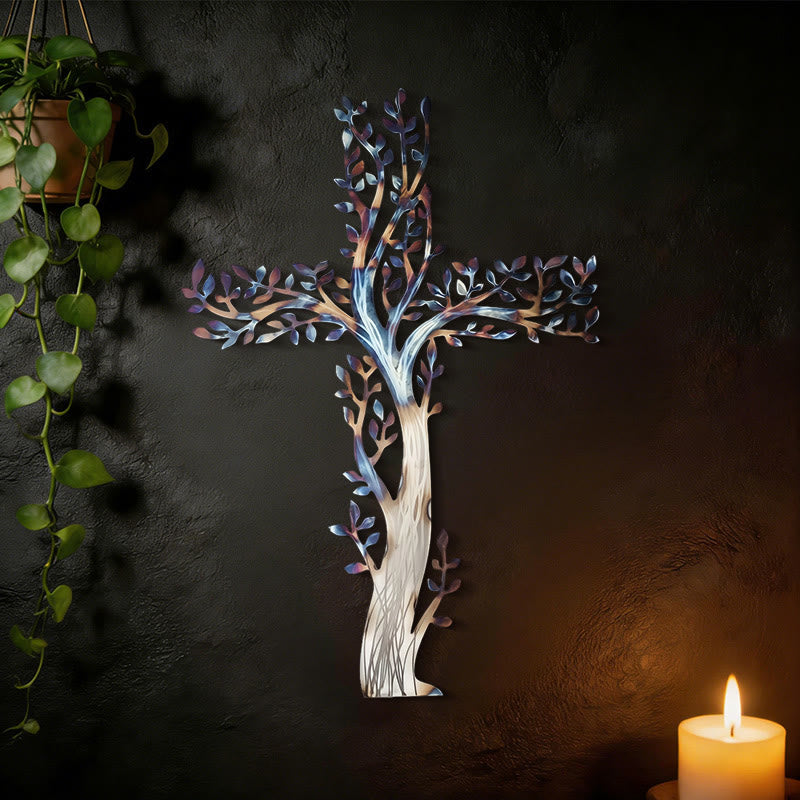 Olivenorma 1Pcs Metal Wall Art Featuring a Tree of Life Cross Home Wall Cross - image 4