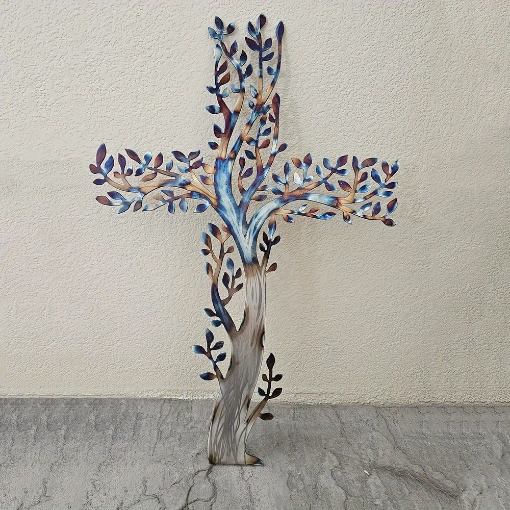 Olivenorma 1Pcs Metal Wall Art Featuring a Tree of Life Cross Home Wall Cross - image 5