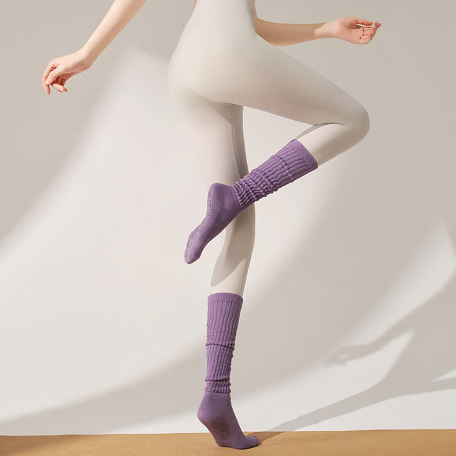 Olivenorma Full Palm Silicone Anti Slip Stable Body Posture Shock Absorption Breathable Elastic Non Skid Training Workout Women's Yoga Socks - Lilac Purple - 10Pairs - image 10