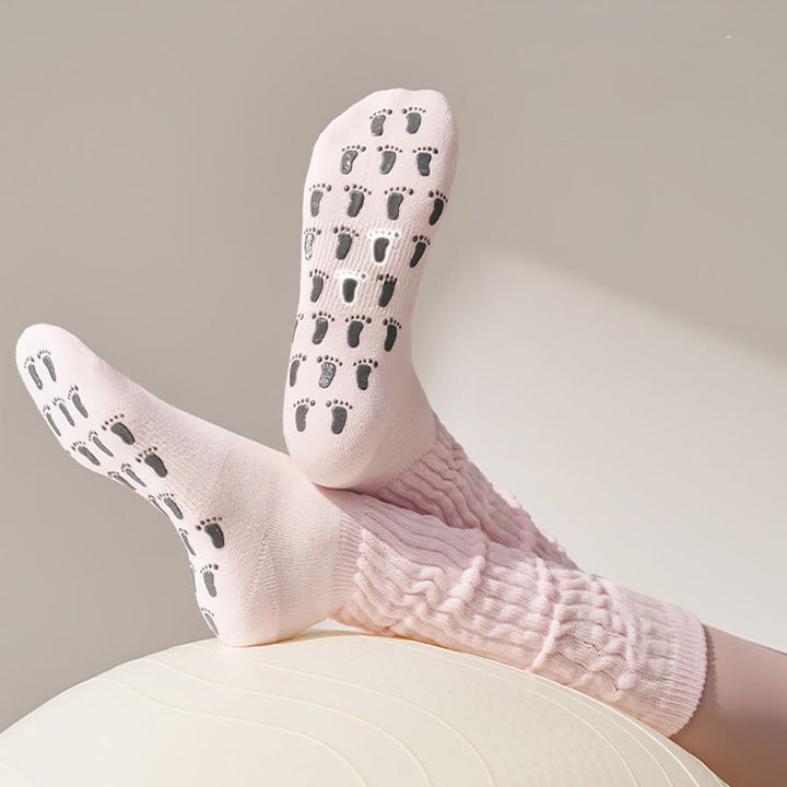Olivenorma Full Palm Silicone Anti Slip Stable Body Posture Shock Absorption Breathable Elastic Non Skid Training Workout Women's Yoga Socks - Soft Gauze Pink - 10Pairs - image 0