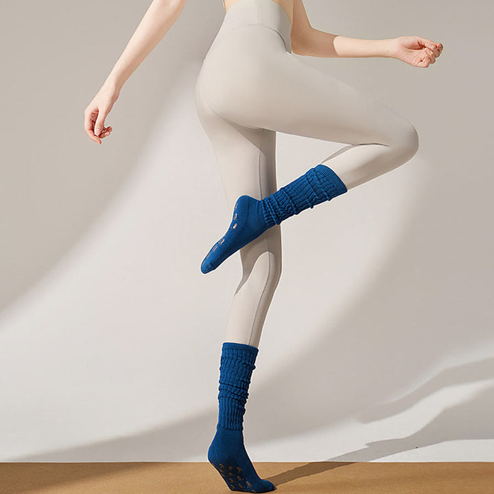 Olivenorma Full Palm Silicone Anti Slip Stable Body Posture Shock Absorption Breathable Elastic Non Skid Training Workout Women's Yoga Socks - Deep Sea Blue - 10Pairs - image 14