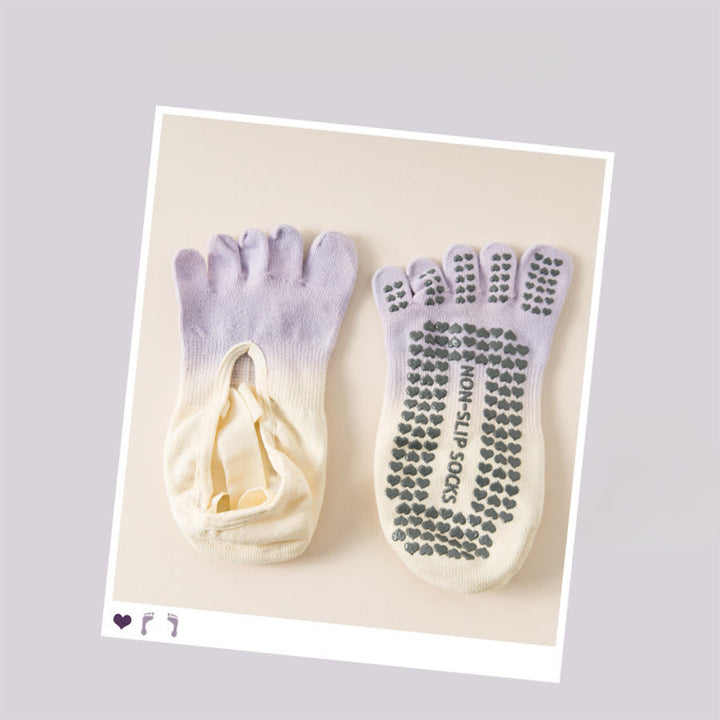 Olivenorma Separate Toe Design Full Palm Non Slip Shock Resistant Breathable Flexible Indoor Gym Women's Yoga Socks - Purple - 10Pairs - image 15