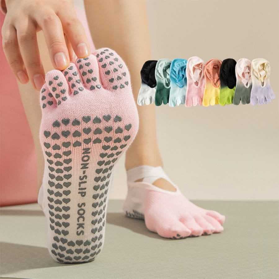 Olivenorma Separate Toe Design Full Palm Non Slip Shock Resistant Breathable Flexible Indoor Gym Women's Yoga Socks - image 0