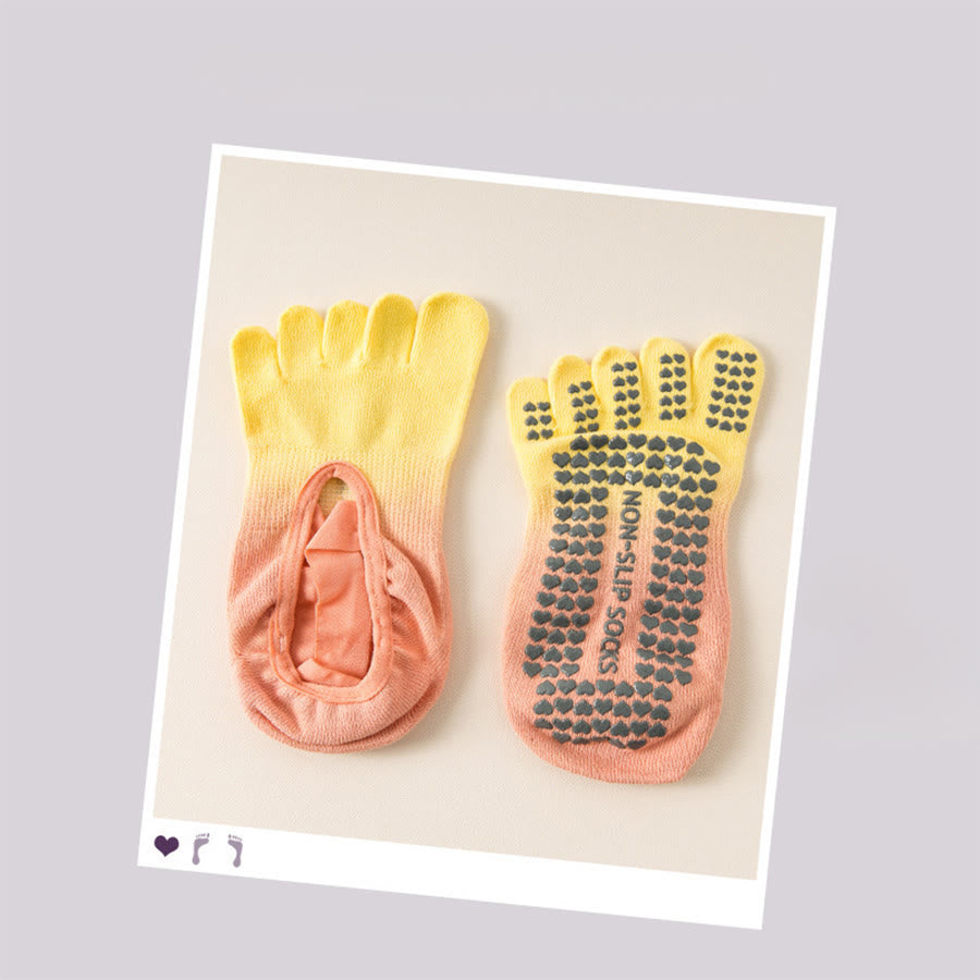 Olivenorma Separate Toe Design Full Palm Non Slip Shock Resistant Breathable Flexible Indoor Gym Women's Yoga Socks - Lemon Yellow - 10Pairs - image 19