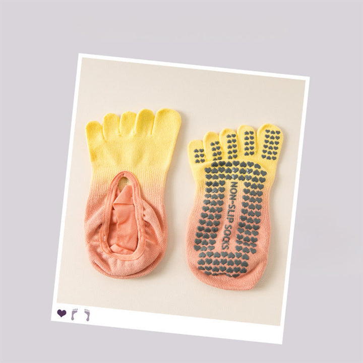 Olivenorma Separate Toe Design Full Palm Non Slip Shock Resistant Breathable Flexible Indoor Gym Women's Yoga Socks - Lemon Yellow - 10Pairs - image 19