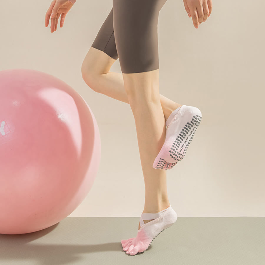 Olivenorma Separate Toe Design Full Palm Non Slip Shock Resistant Breathable Flexible Indoor Gym Women's Yoga Socks - image 6