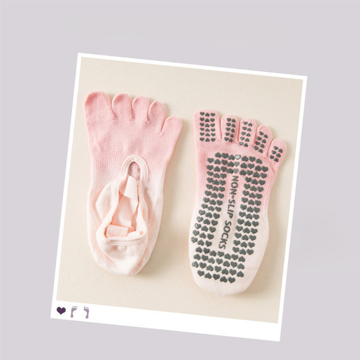 Olivenorma Separate Toe Design Full Palm Non Slip Shock Resistant Breathable Flexible Indoor Gym Women's Yoga Socks - Pink - 10Pairs - image 1