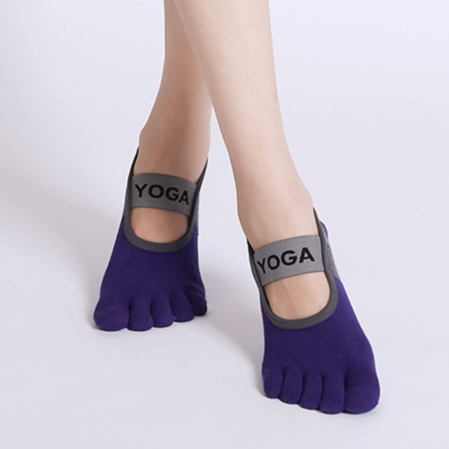 Olivenorma Premium Knitted Five-Finger Non Slip Silicone Sole Balance Support Anti-Skid Breathable Flexible Indoor Sport Workout Women's Yoga Socks - image 2