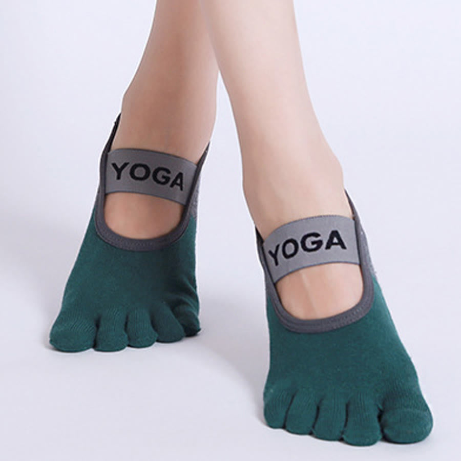 Olivenorma Premium Knitted Five-Finger Non Slip Silicone Sole Balance Support Anti-Skid Breathable Flexible Indoor Sport Workout Women's Yoga Socks - image 7