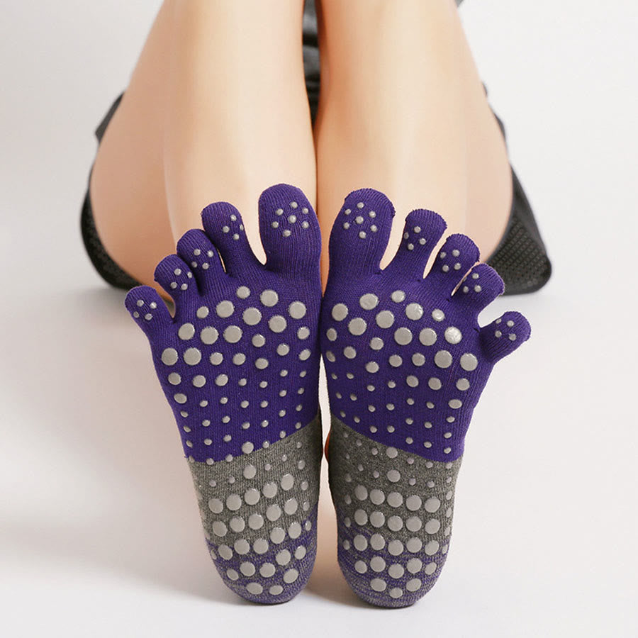 Olivenorma Premium Knitted Five-Finger Non Slip Silicone Sole Balance Support Anti-Skid Breathable Flexible Indoor Sport Workout Women's Yoga Socks - image 0