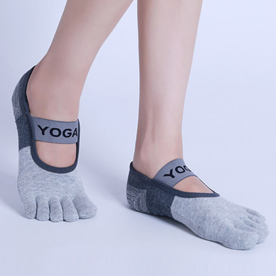 Olivenorma Premium Knitted Five-Finger Non Slip Silicone Sole Balance Support Anti-Skid Breathable Flexible Indoor Sport Workout Women's Yoga Socks - image 11