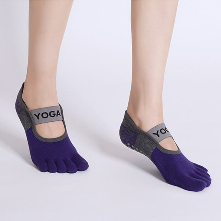 Olivenorma Premium Knitted Five-Finger Non Slip Silicone Sole Balance Support Anti-Skid Breathable Flexible Indoor Sport Workout Women's Yoga Socks - image 3