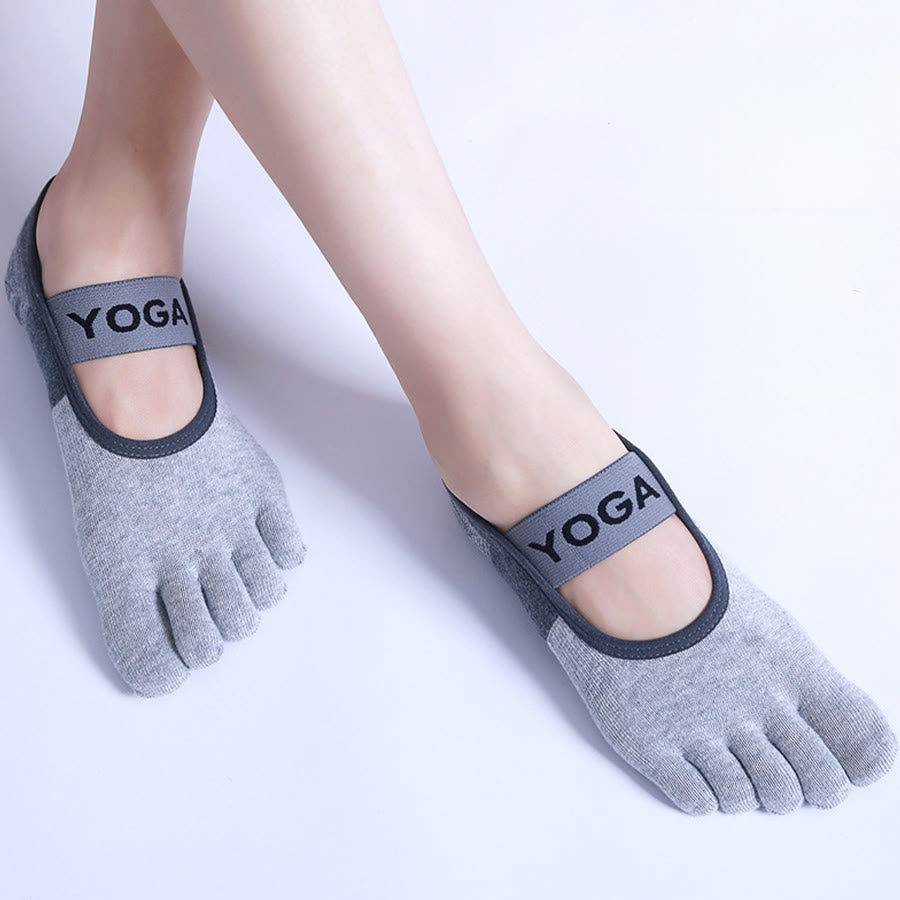 Olivenorma Premium Knitted Five-Finger Non Slip Silicone Sole Balance Support Anti-Skid Breathable Flexible Indoor Sport Workout Women's Yoga Socks - image 12